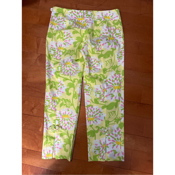 Women's Lilly Pulitzer Yellow Green Floral Ankle Pants Size 6 - Picture 5 of 5